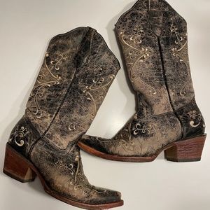 Circle G diamond embroidered cowgirl cowboy boots, style# L5078, size 8